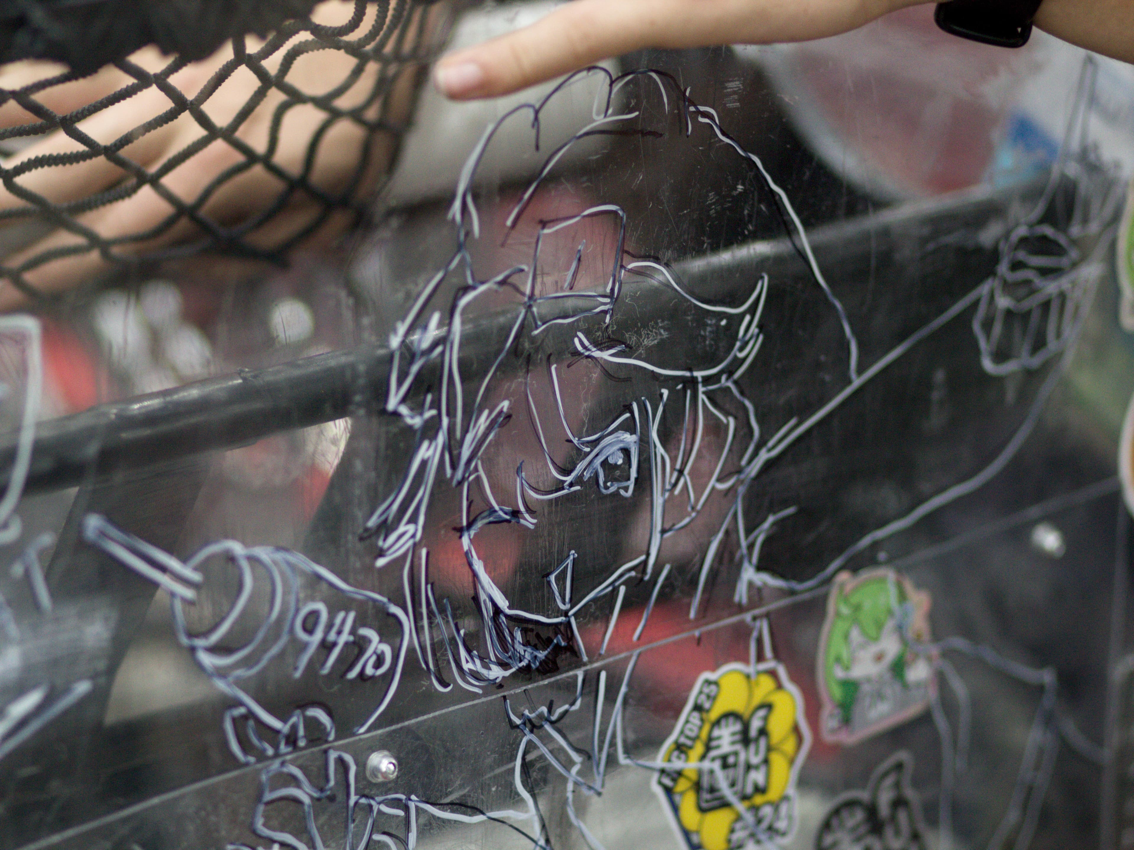 Robot detail seen through clear polycarbonate