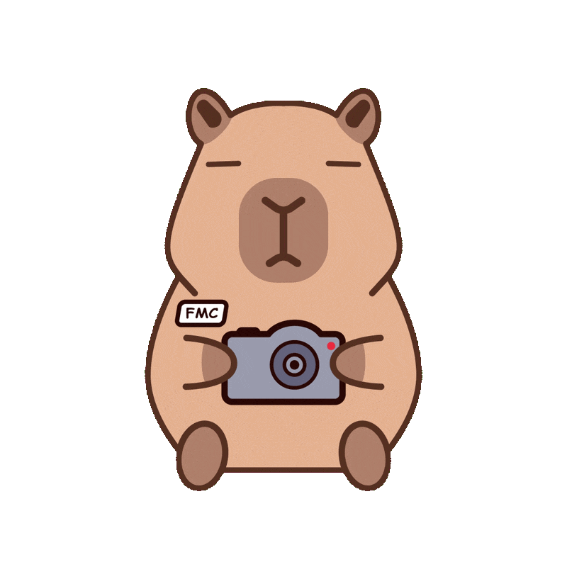 FMC mascot holding a camera